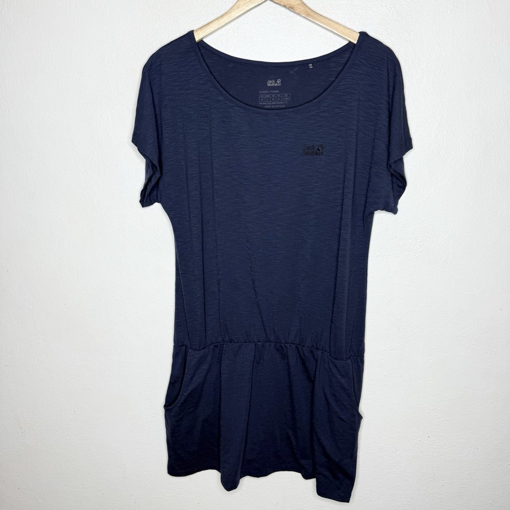 Jack Wolfskin Blue Casual‎ Short Sleeve Dress Drop Waist Pockets Women's Medium